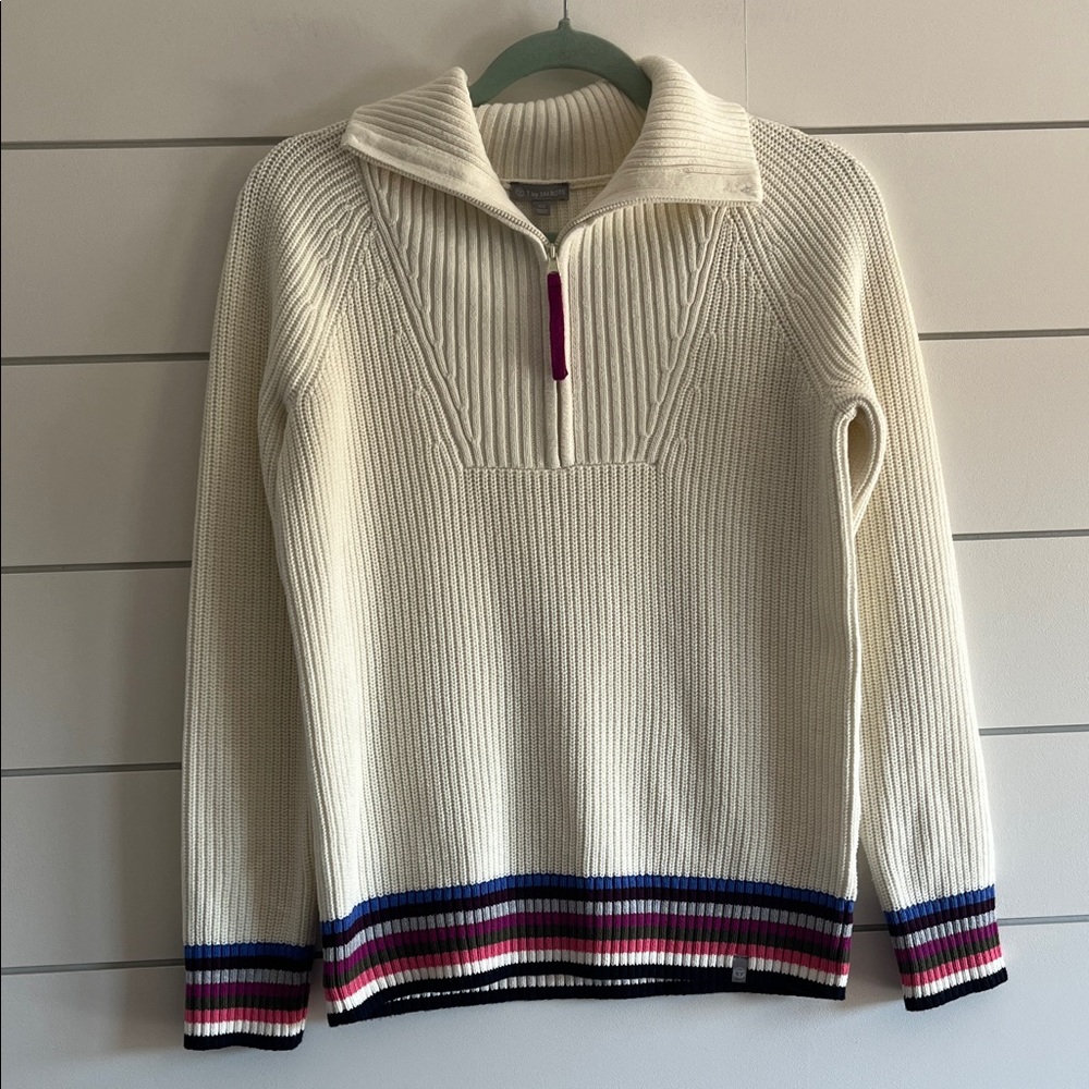 T by Talbots Coolmax Cream Half-Zip Sweater Size XS